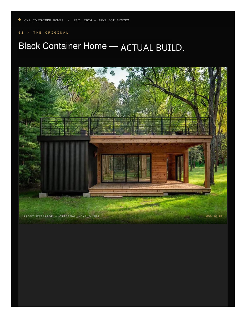 Black Container Home packet — page 2 of 19