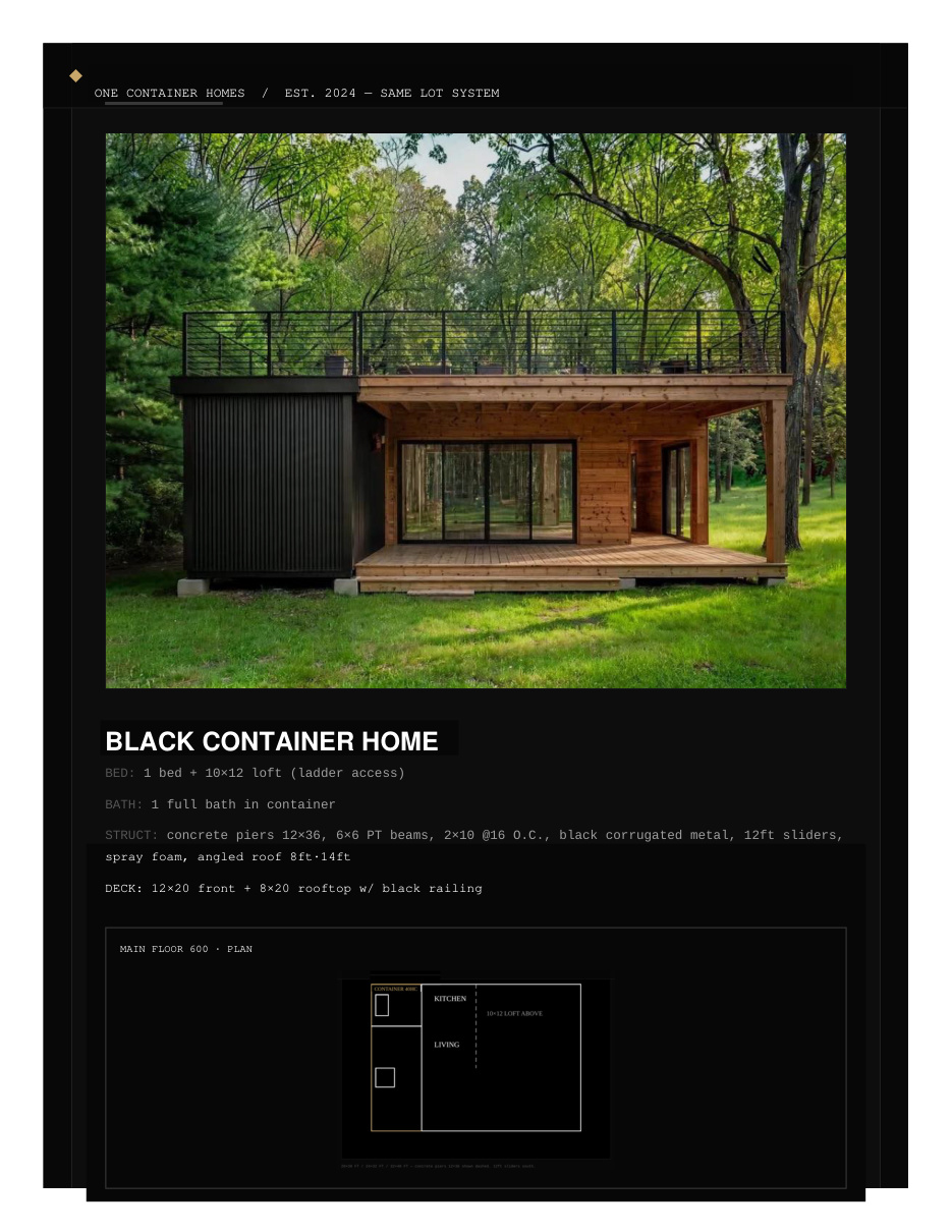 Black Container Home packet — page 5 of 19