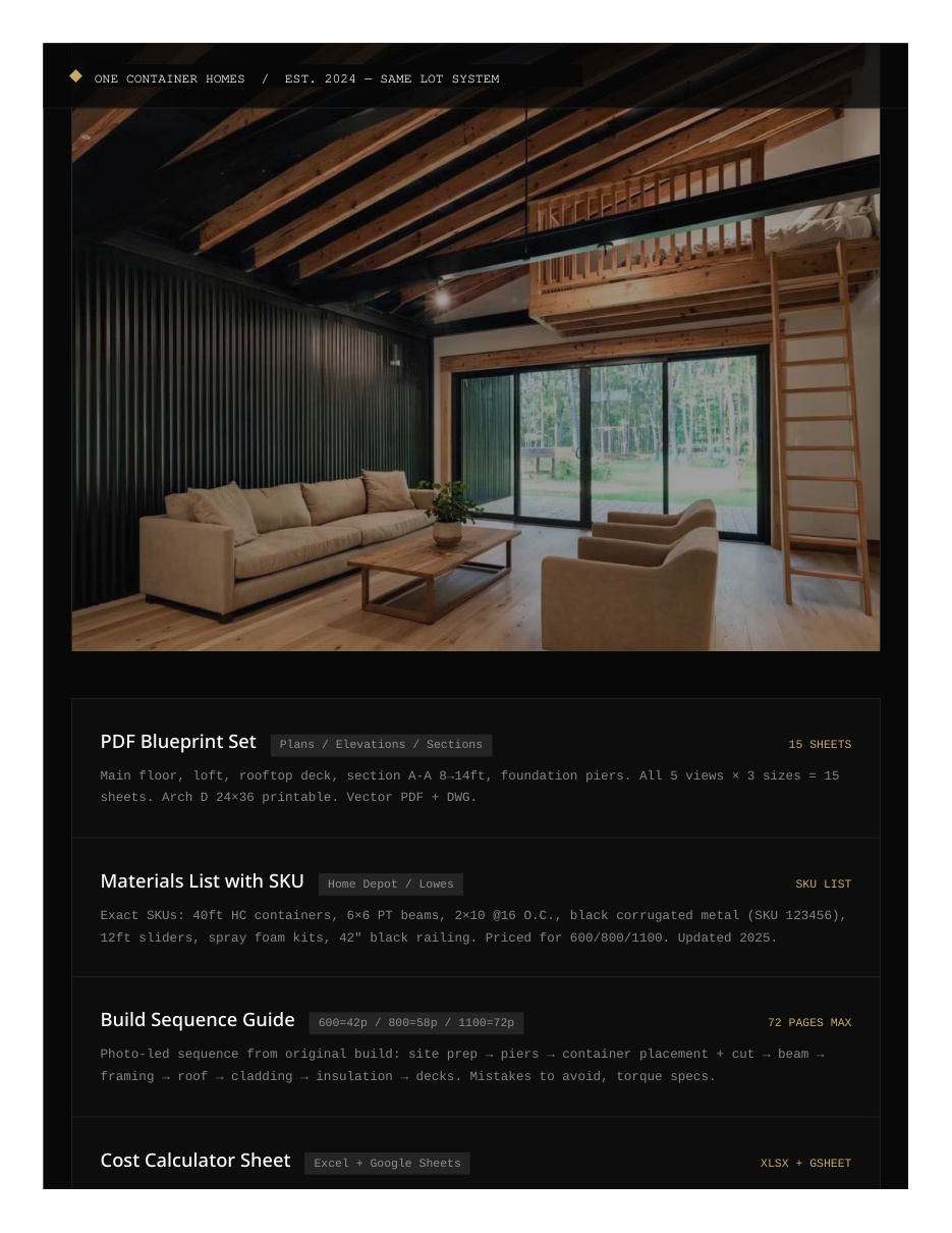 Black Container Home packet — page 15 of 19