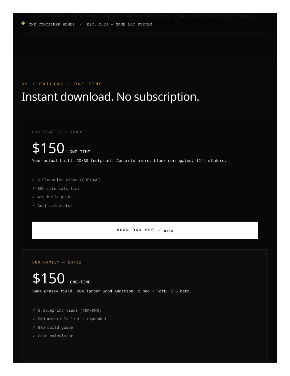 Black Container Home packet — page 16 of 19