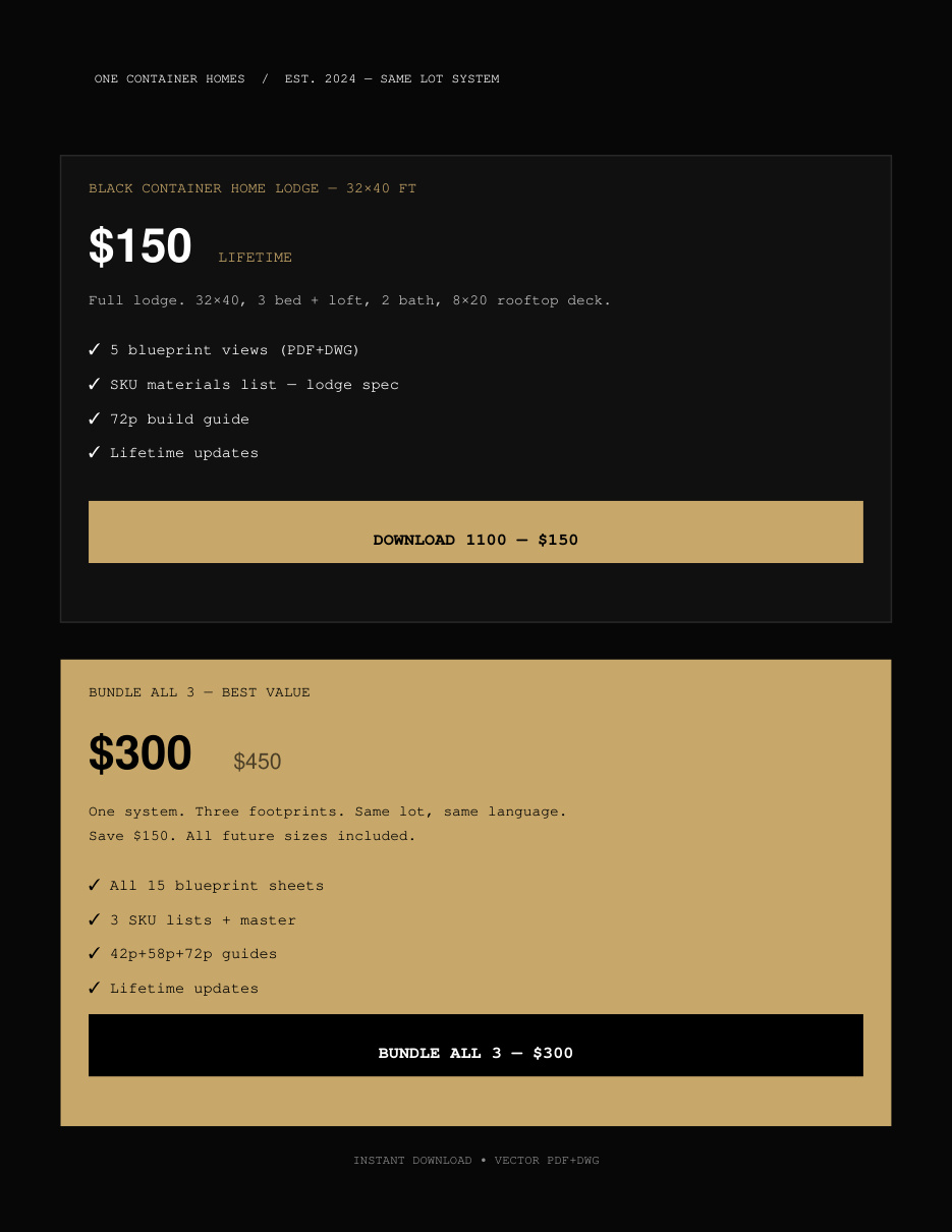 Black Container Home packet — page 17 of 19
